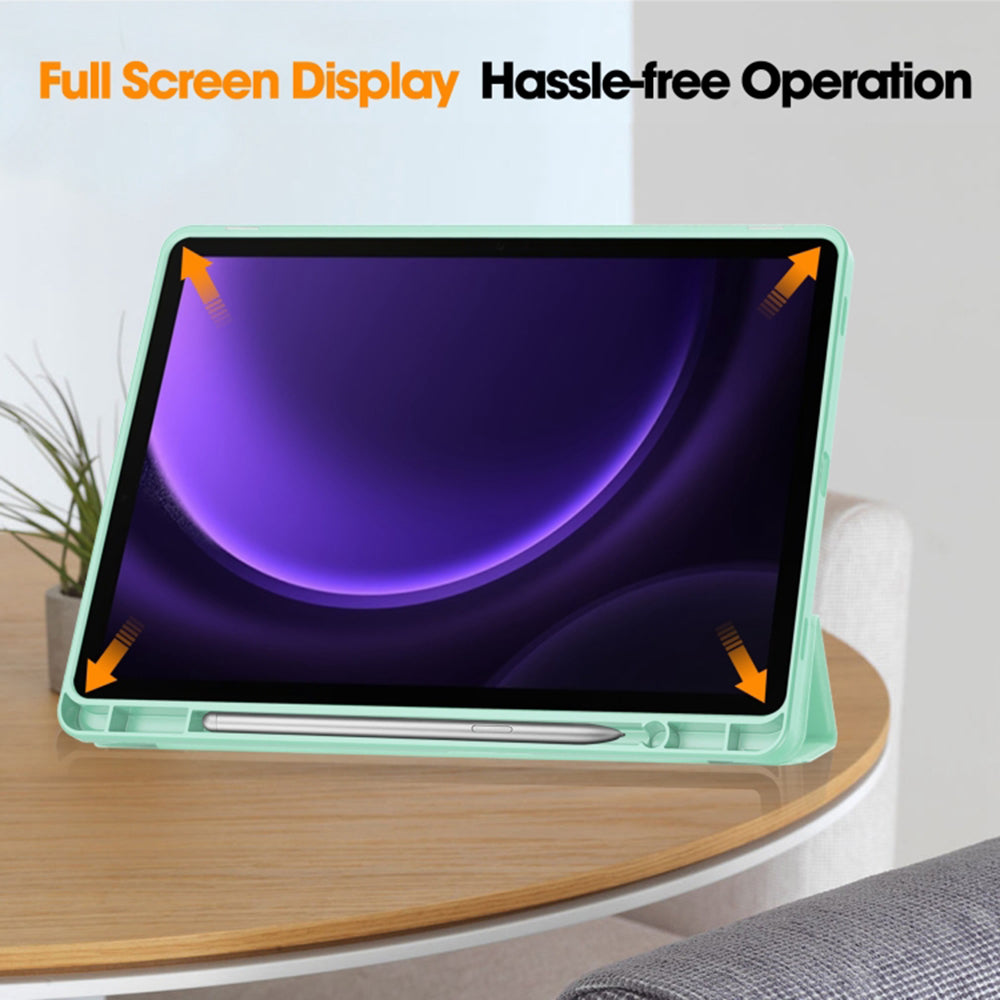 Hülle für Samsung Galaxy Tab S9 FE / Tab S9 / Tab S10 FE, Techsuit, Flex Trifold, Matcha Grün