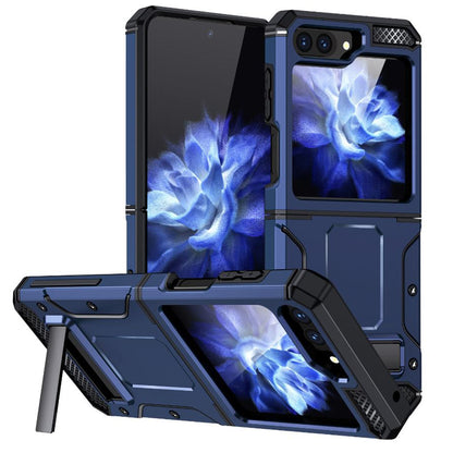 Hülle für Samsung Galaxy Z Flip5 F731, Techsuit, Hybrid Armor Kickstand, Blau