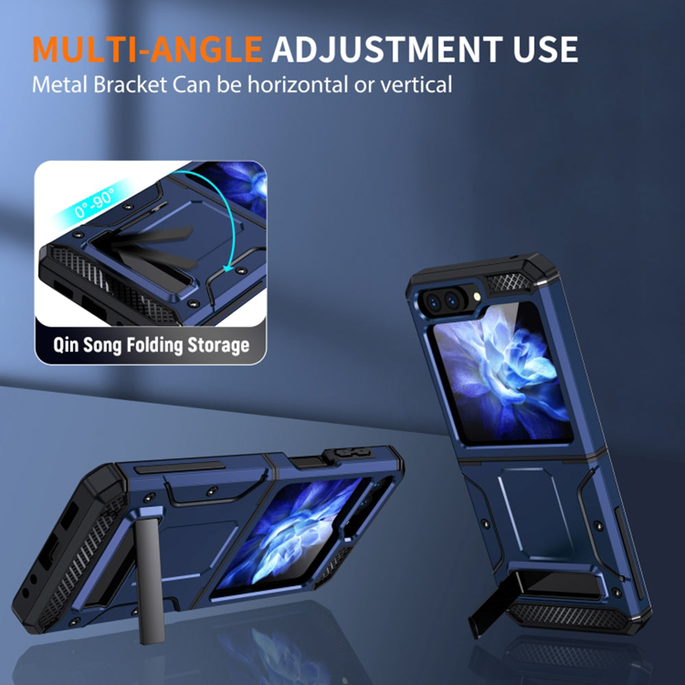 Hülle für Samsung Galaxy Z Flip5 F731, Techsuit, Hybrid Armor Kickstand, Blau