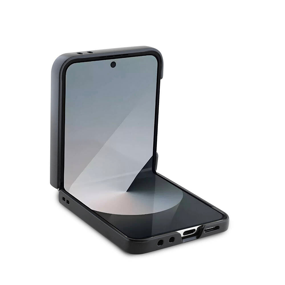 Étui pour Samsung Galaxy Z Flip7 F766, Guess, Logo Métal 4G, Noir