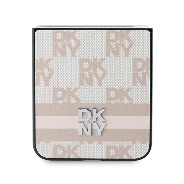 Étui pour Samsung Galaxy Z Flip7 FE F761 / Z Flip6 F741, DKNY, Motif à Rayures Imprimées à Carreaux, Rose