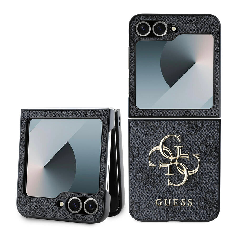Hülle für Samsung Galaxy Z Flip7 FE F761 / Z Flip6 F741, Guess, 4G Metal Logo, Schwarz