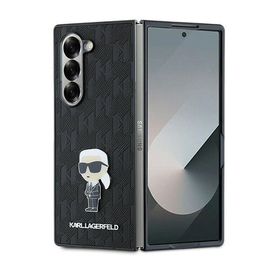 Étui pour Samsung Galaxy Z Fold6 F956, Karl Lagerfeld, Saffiano Monogram Ikonik, Noir.