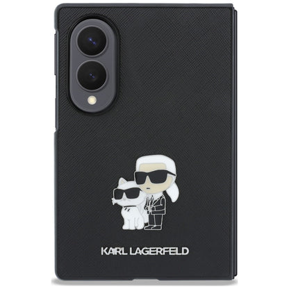 Coque pour Samsung Galaxy Z Fold8 F971, Karl Lagerfeld, Saffiano Karl & Choupette Metal Pin, Noire