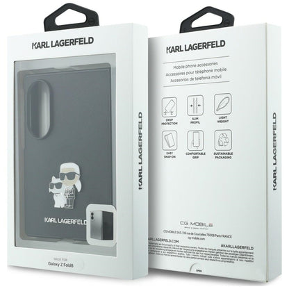 Coque pour Samsung Galaxy Z Fold8 F971, Karl Lagerfeld, Saffiano Karl & Choupette Metal Pin, Noire