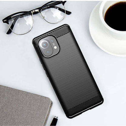 Hülle für Xiaomi 11 Lite 5G NE / Mi 11 Lite 5G / 11 Lite, Techsuit, Carbon, Schwarz