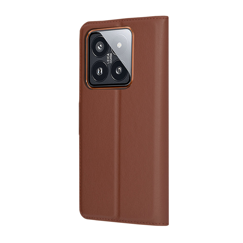 Coque pour Xiaomi 14 Pro, Techsuit, Leather Folio, Marron
