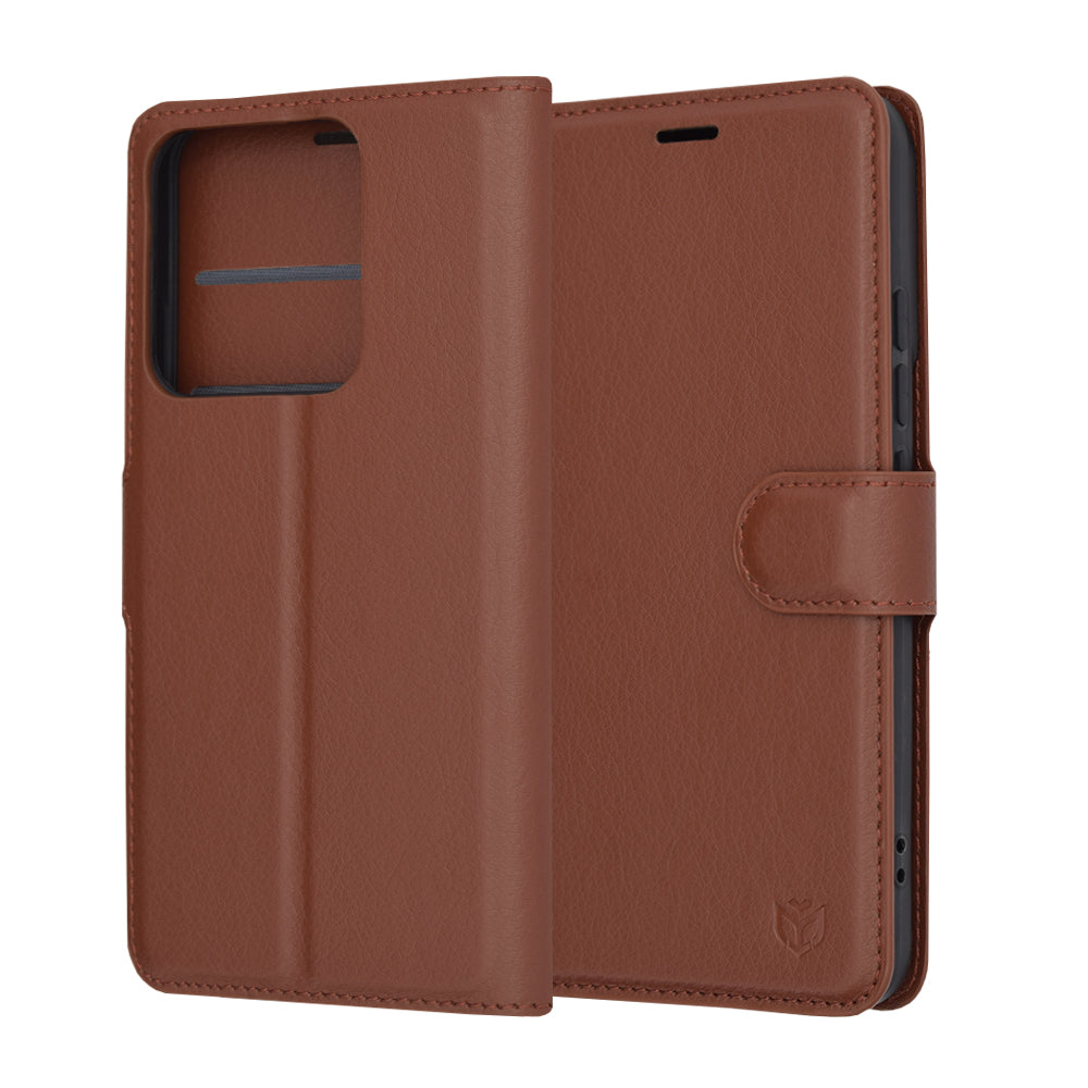 Coque pour Xiaomi 14, Techsuit, Leather Folio, Marron