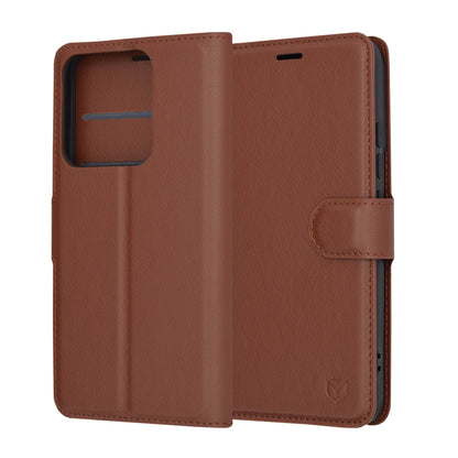 Coque pour Xiaomi 14, Techsuit, Leather Folio, Marron