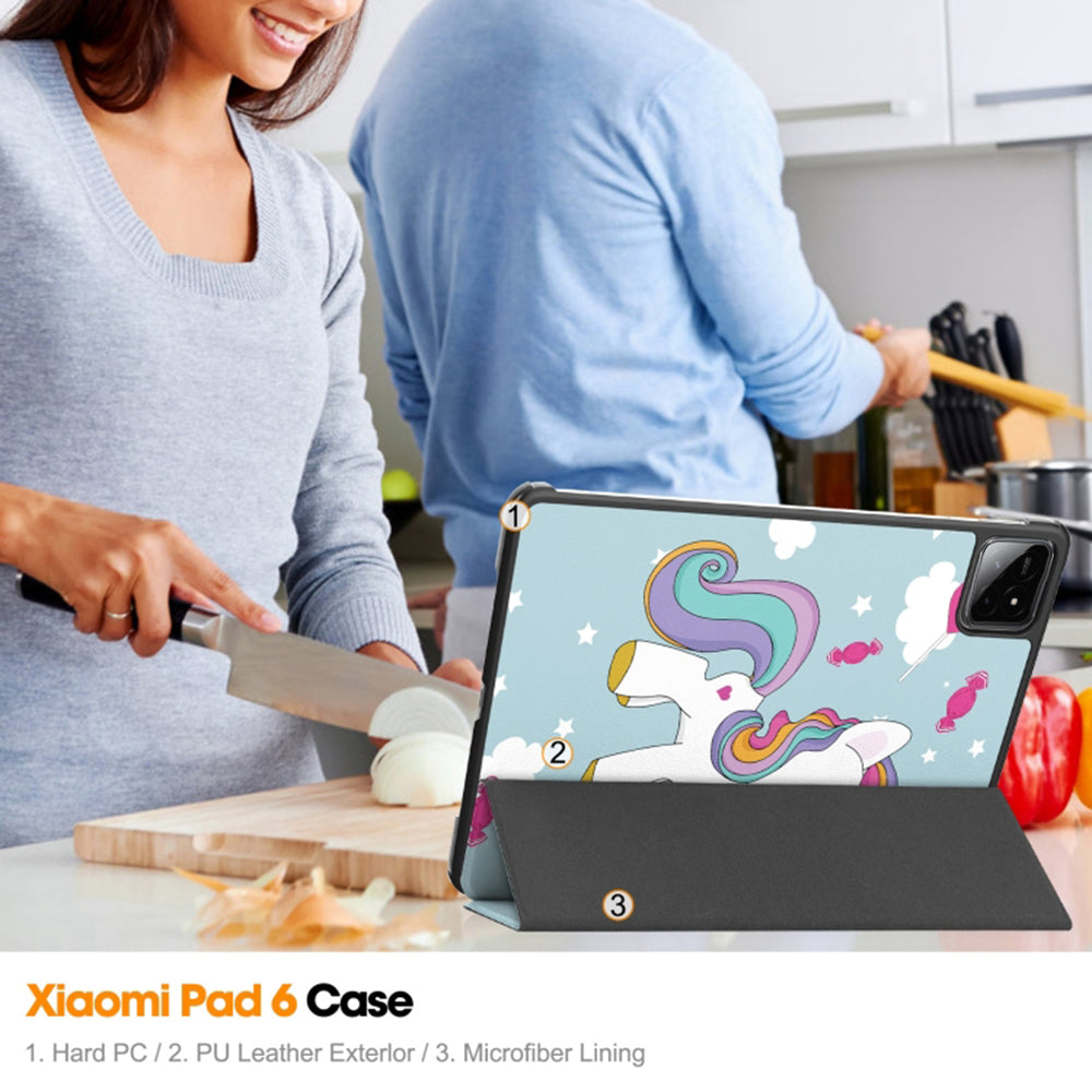 Hülle für Xiaomi Pad 6S Pro 12,4, Techsuit, FoldPro Unicorn, Mehrfarbig