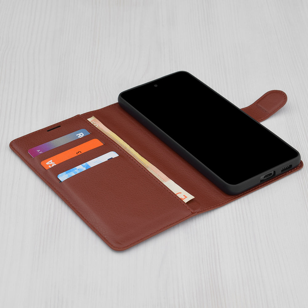 Case for Xiaomi Poco C75 / Redmi 14C, Techsuit, Leather Folio, Brown