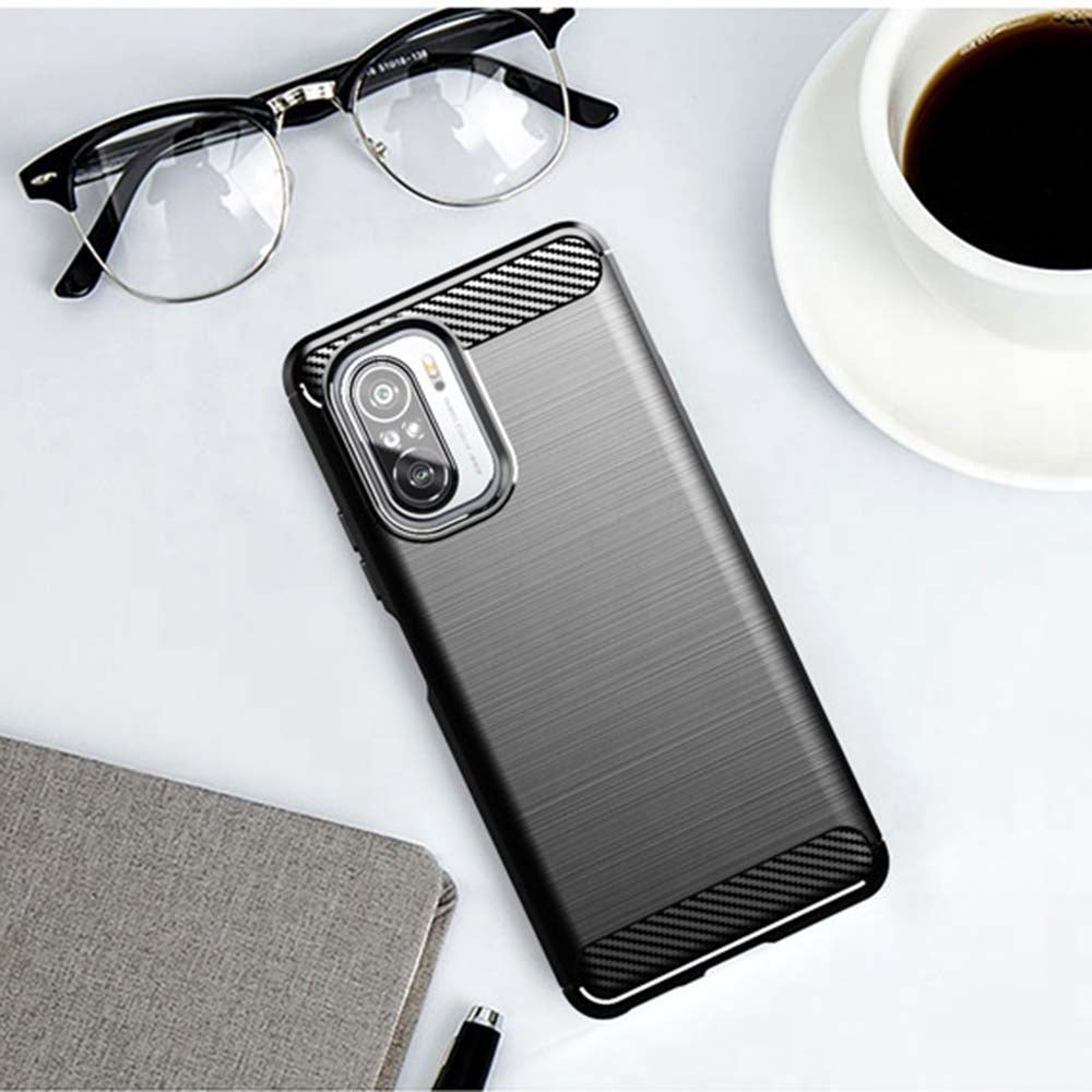 Coque pour Xiaomi Poco F3 / Mi 11i, Techsuit, Carbone, Noire