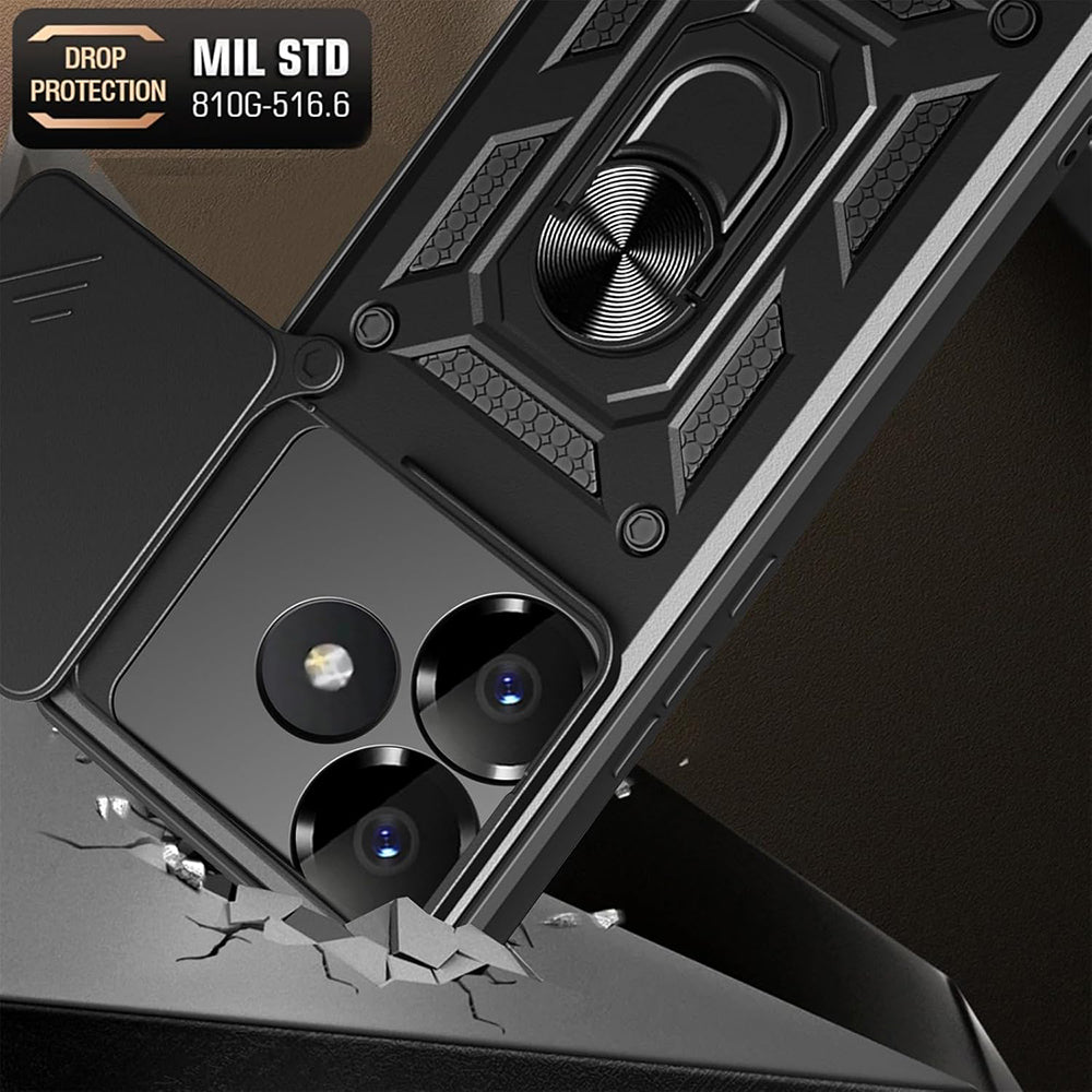 Hülle für Xiaomi Poco F6, Techsuit, CamShield, Schwarz