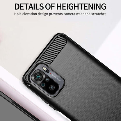 Coque pour Xiaomi Poco M5s / Redmi Note 10S / Note 10, Techsuit, Carbone, Noire
