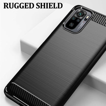 Coque pour Xiaomi Poco M5s / Redmi Note 10S / Note 10, Techsuit, Carbone, Noire