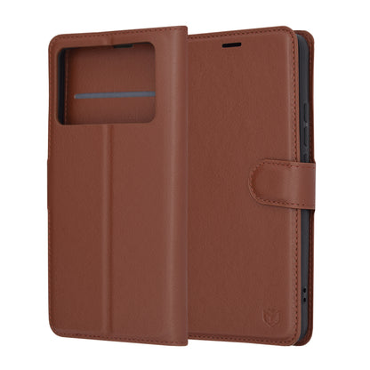 Case for Xiaomi Poco X6 Pro, Techsuit, Leather Folio, Brown