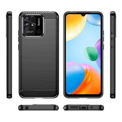 Coque pour Xiaomi Redmi 10C, Techsuit, Carbone, Noire