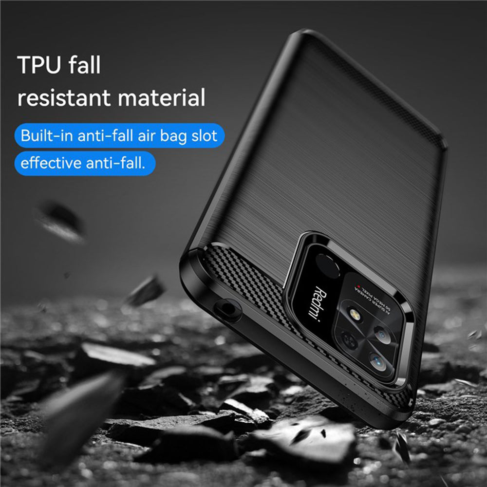 Coque pour Xiaomi Redmi 10C, Techsuit, Carbone, Noire