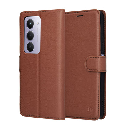 Hülle für Xiaomi Redmi 15 5G / 15 4G, Techsuit, Leather Folio, Braun