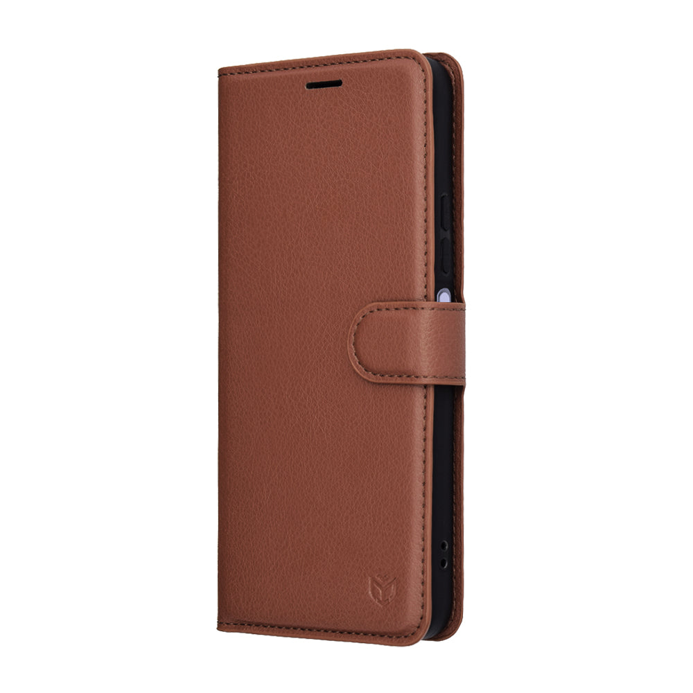 Hülle für Xiaomi Redmi 15 5G / 15 4G, Techsuit, Leather Folio, Braun