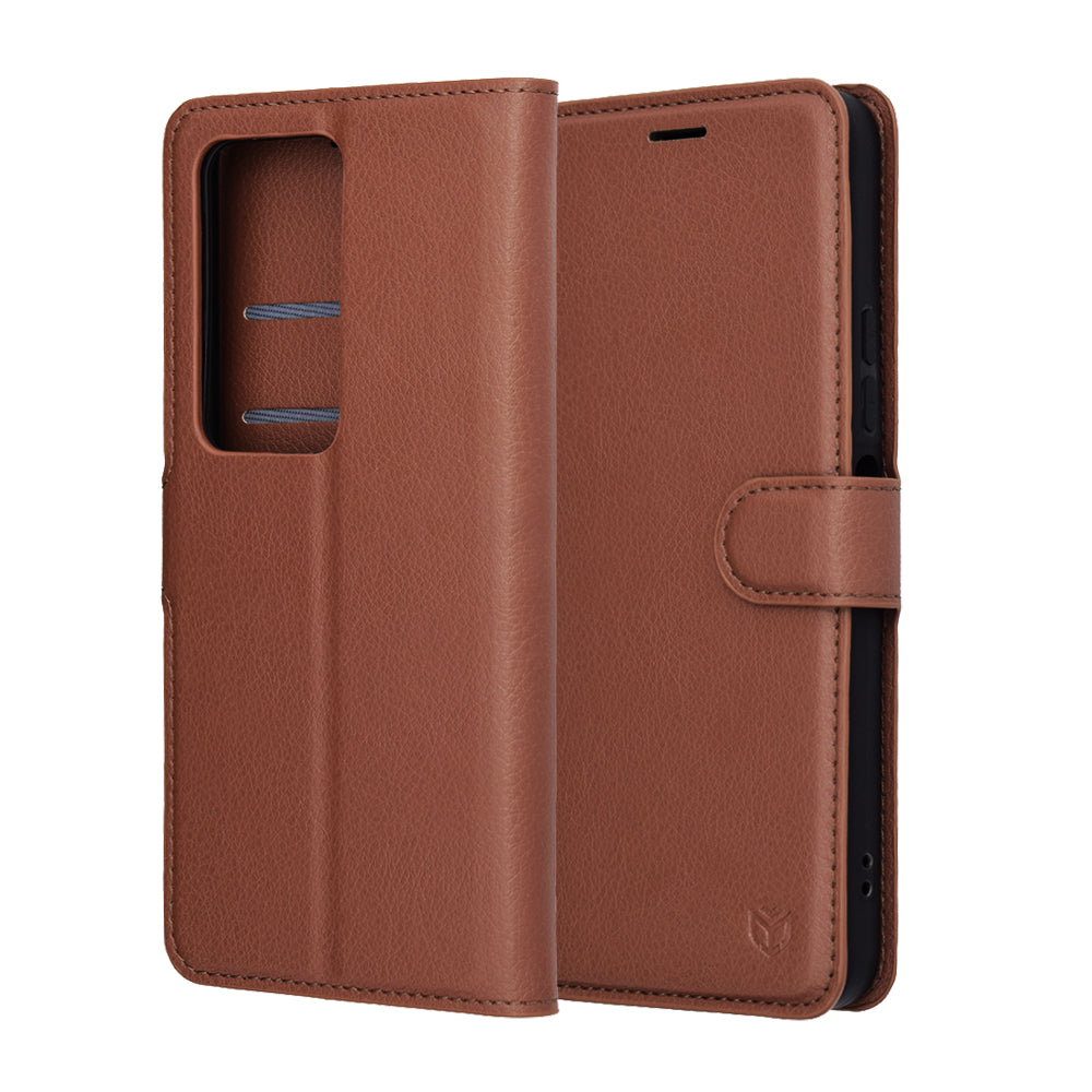 Hülle für Xiaomi Redmi 15 5G / 15 4G, Techsuit, Leather Folio, Braun