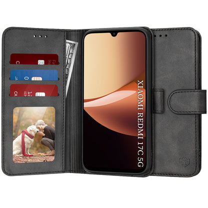 Hülle für Xiaomi Redmi 17C 5G, Techsuit, Diary Book, Schwarz