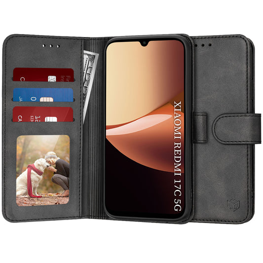 Hülle für Xiaomi Redmi 17C 5G, Techsuit, Diary Book, Schwarz