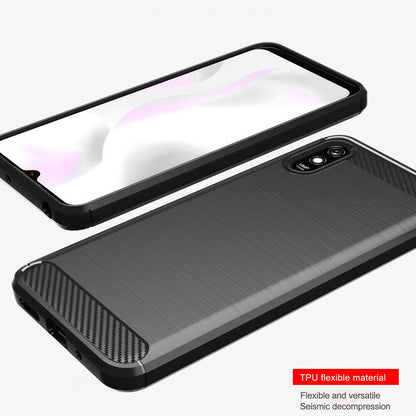 Coque pour Xiaomi Redmi 9AT / 9A, Techsuit, Carbone, Noire