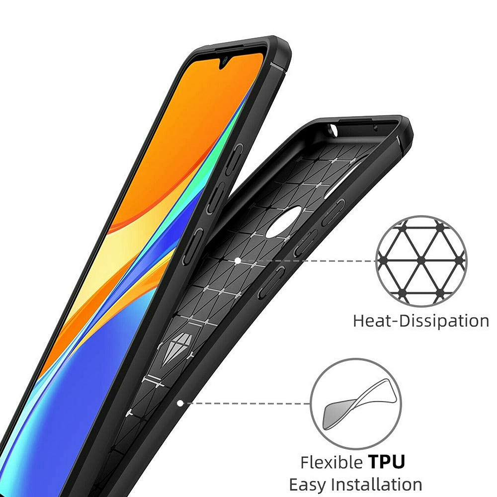 Coque pour Xiaomi Redmi 9C NFC / 9C, Techsuit, Carbone, Noire