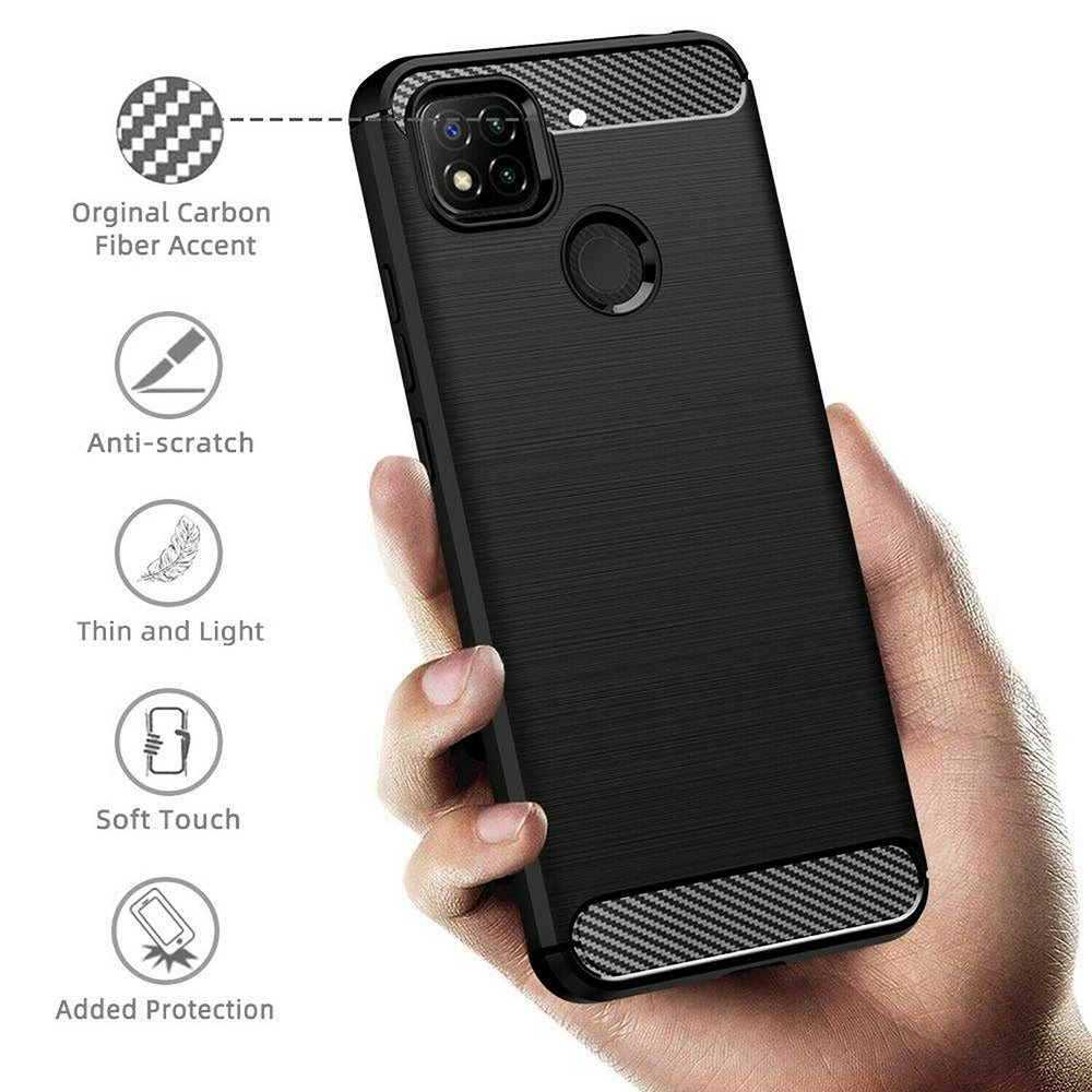 Coque pour Xiaomi Redmi 9C NFC / 9C, Techsuit, Carbone, Noire