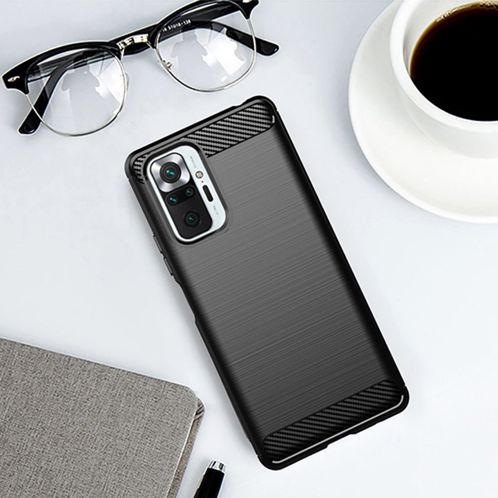 Coque pour Xiaomi Redmi Note 10 Pro Max / Note 10 Pro, Techsuit, Carbone, Noire