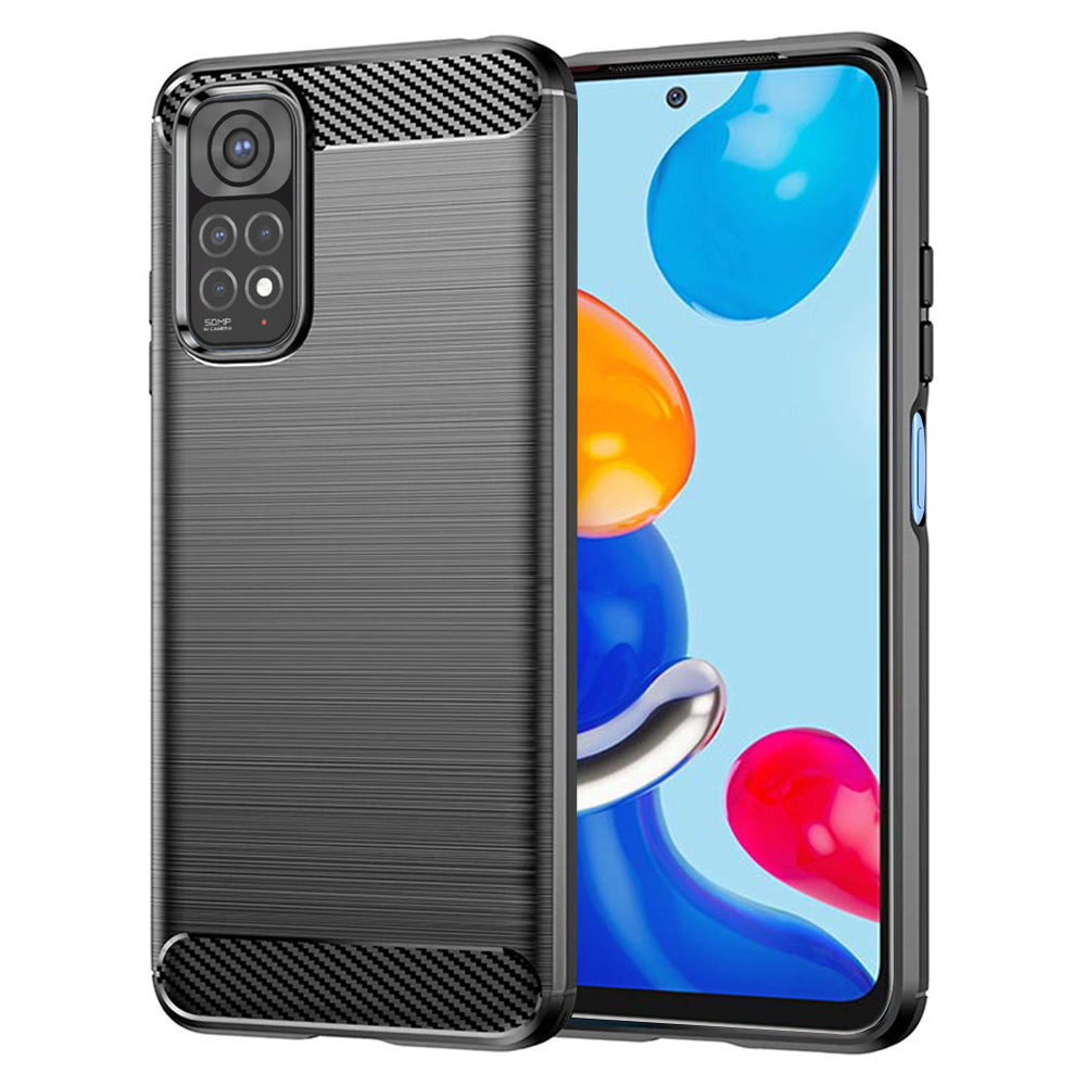 Coque pour Xiaomi Redmi Note 11S / Note 11, Techsuit, Carbone, Noire