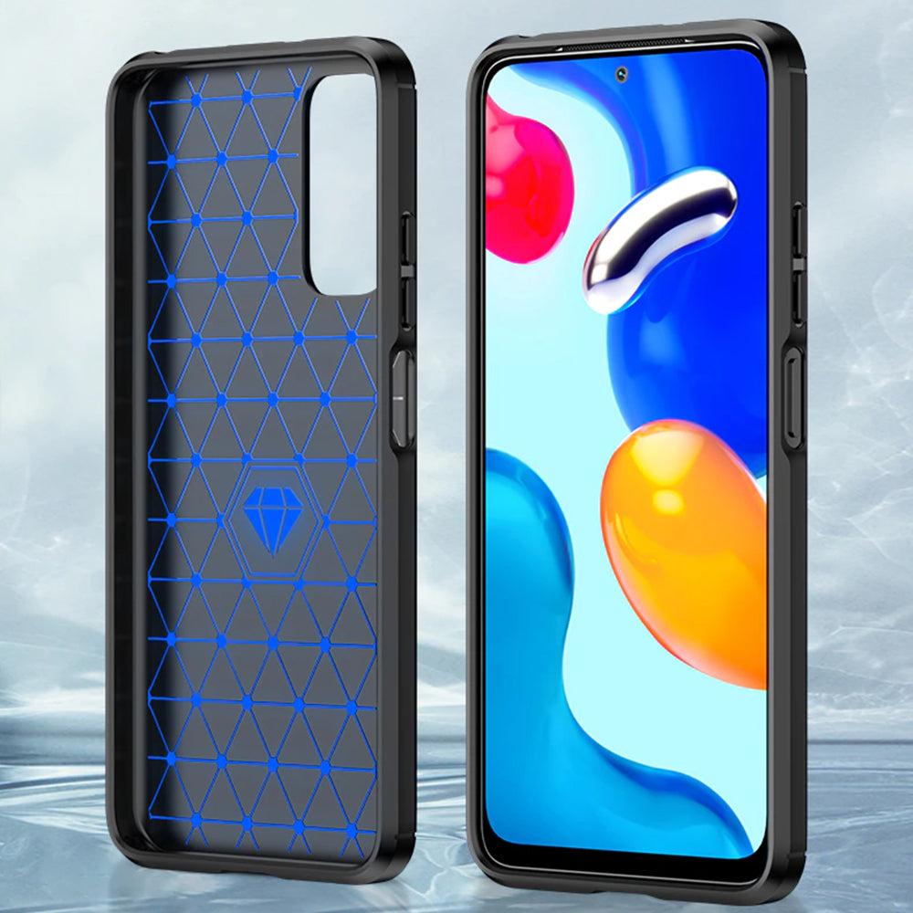 Coque pour Xiaomi Redmi Note 11S / Note 11, Techsuit, Carbone, Noire