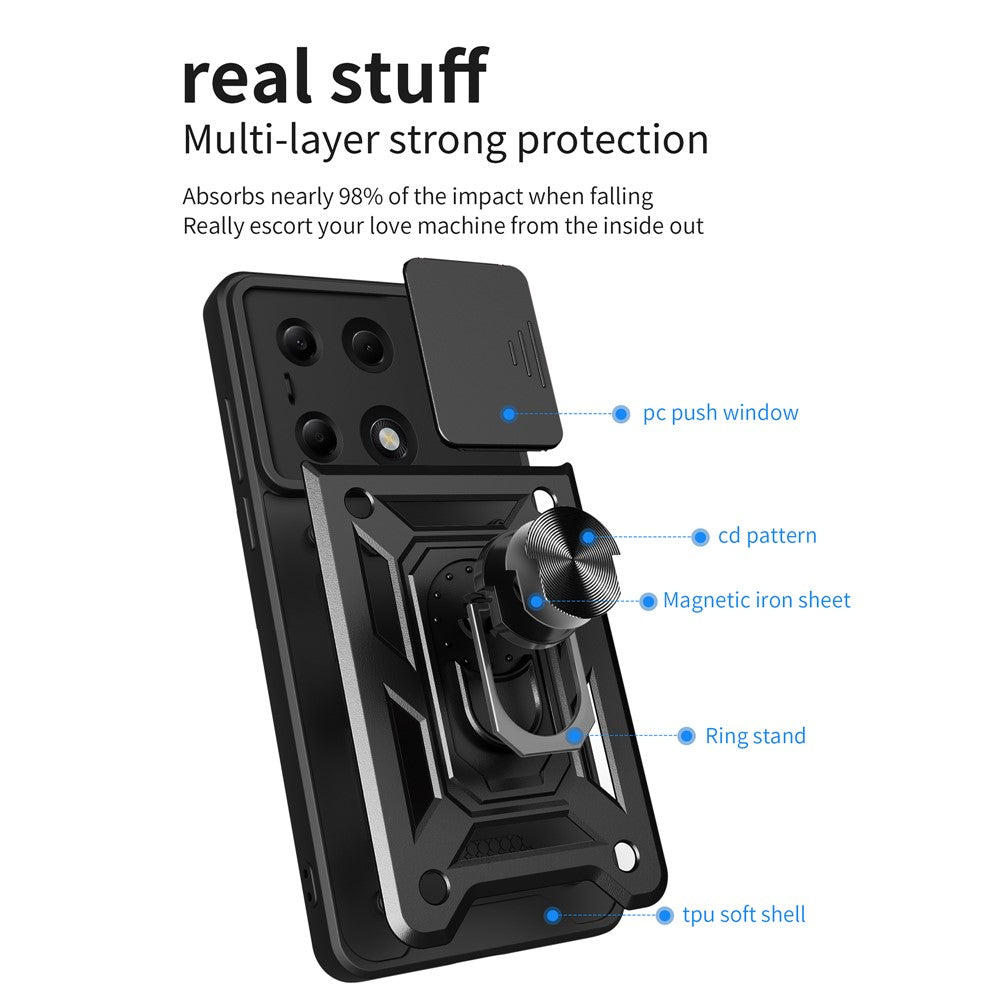 Hülle für Xiaomi Redmi Note 13 Pro 4G / Poco M6 Pro 4G, Techsuit, CamShield, Schwarz
