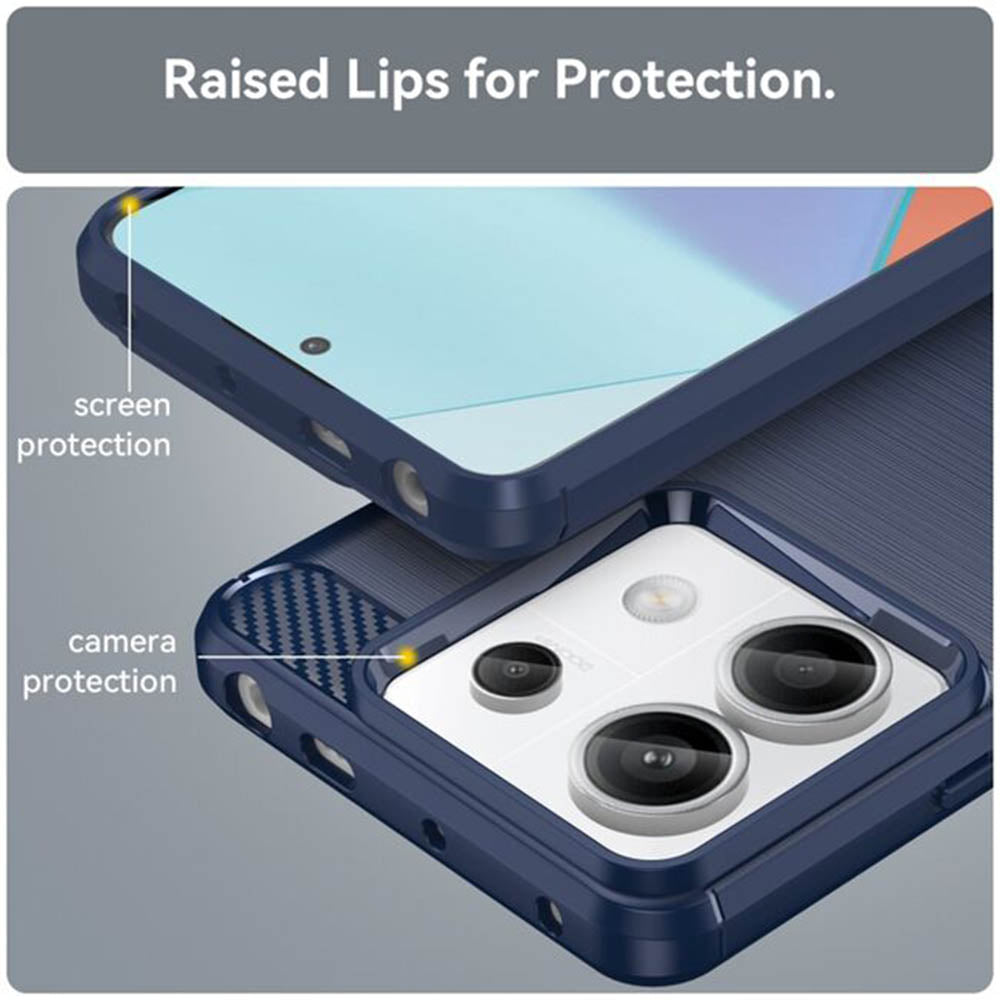 Coque pour Xiaomi Redmi Note 14 4G (Régional), Techsuit, Carbone, Bleue