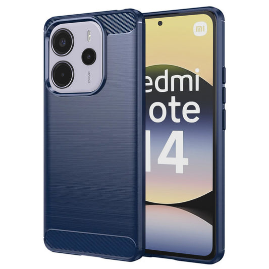 Coque pour Xiaomi Redmi Note 14 4G (Standard), Techsuit, Carbone, Bleue