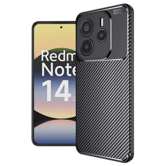 Coque pour Xiaomi Redmi Note 14 5G, Techsuit, Fibre de carbone, Noire