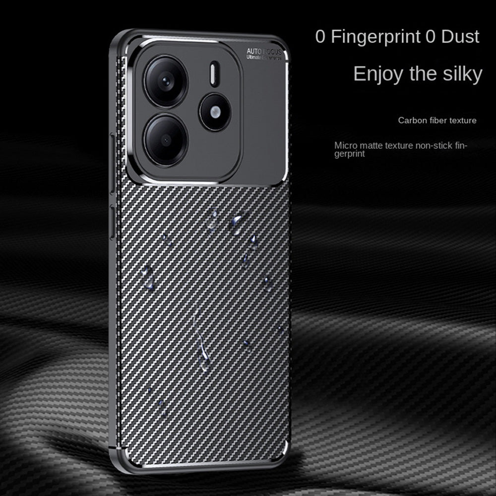 Coque pour Xiaomi Redmi Note 14 5G, Techsuit, Fibre de carbone, Noire