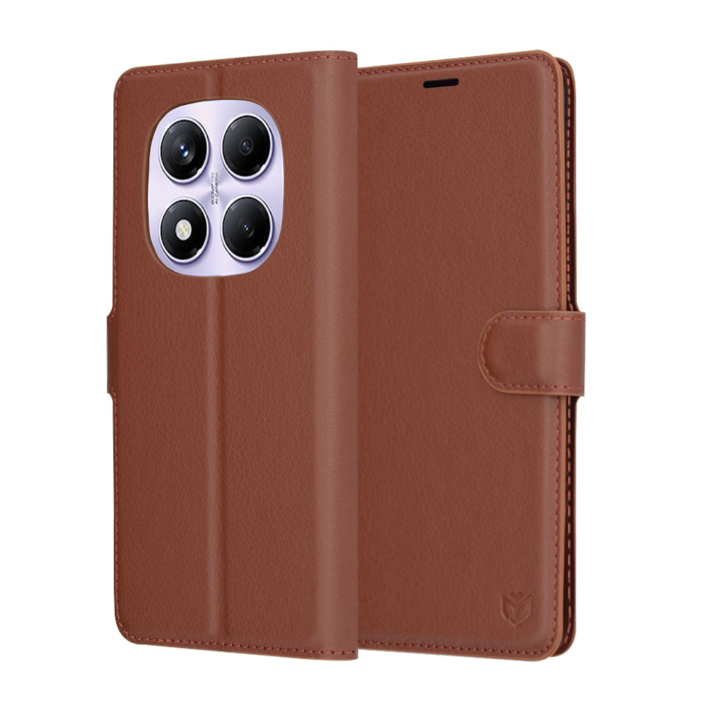 Case for Xiaomi Redmi Note 14 Pro 4G, Techsuit, Leather Folio, Brown