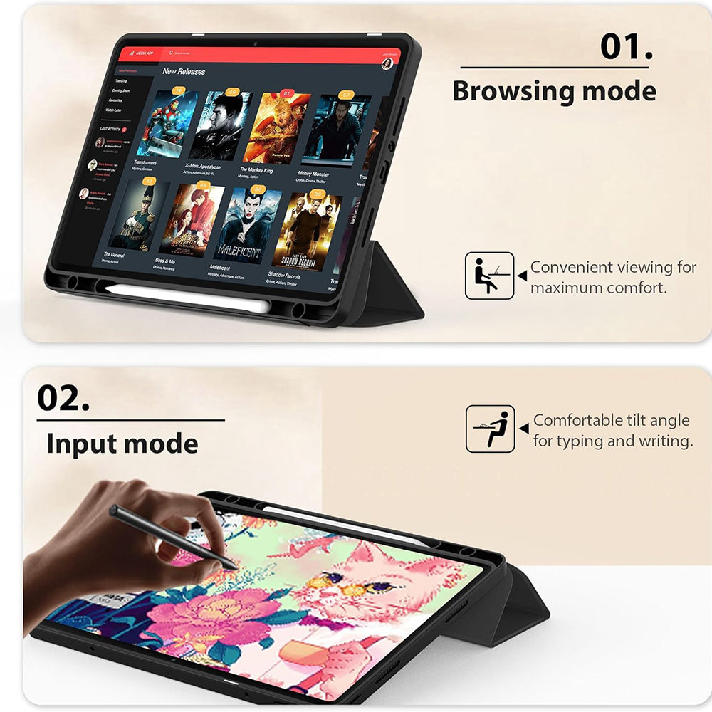 Hülle für Xiaomi Redmi Pad SE 8.7, Techsuit, Flex Trifold, Schwarz
