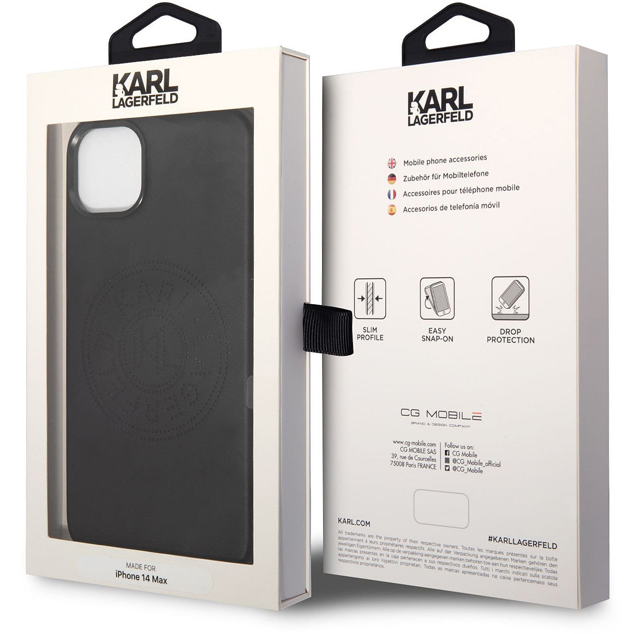 Étui pour Apple iPhone 14 Plus, Karl Lagerfeld, Logo Perforé, Noir
