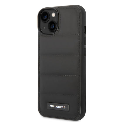 Case for Apple iPhone 14 Plus, Karl Lagerfeld, Quilted Puffy Metal Logo, Black