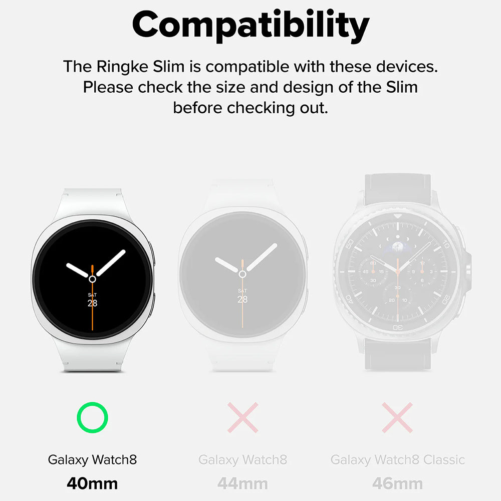 Ringke Slim Hülle für Samsung Galaxy Watch8 40mm, 2er Set, Matt Schwarz