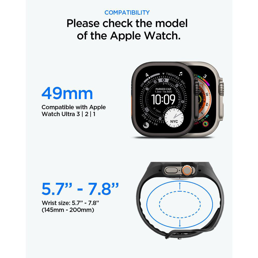 Spigen Liquid Air Pro Hülle mit Displayschutz für Apple Watch Ultra Series, Matt Schwarz ACS11416