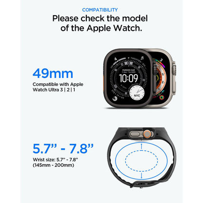 Spigen Liquid Air Pro Hülle mit Displayschutz für Apple Watch Ultra Series, Matt Schwarz ACS11416