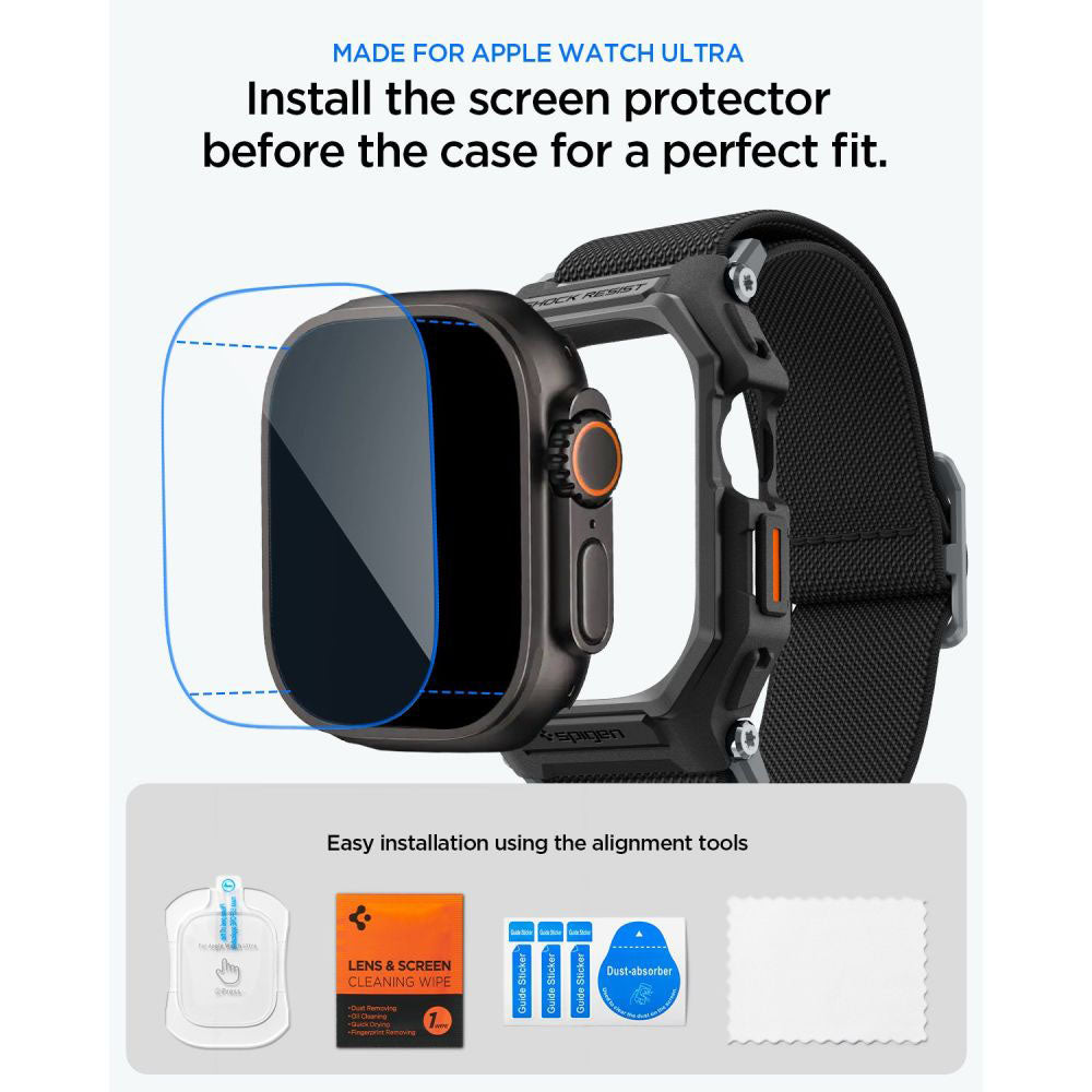 Spigen Lite Fit Pro Hülle mit Displayschutz für Apple Watch Ultra Series, Matt Schwarz ACS11415