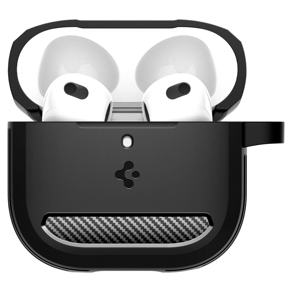 Étui Spigen Rugged Armor pour Apple AirPods 4, Noir Mat