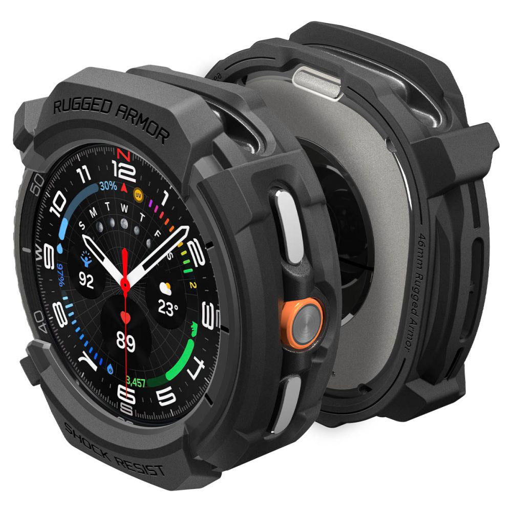 Spigen Rugged Armor Hülle für Samsung Galaxy Watch8 Classic, Mattschwarz ACS10012