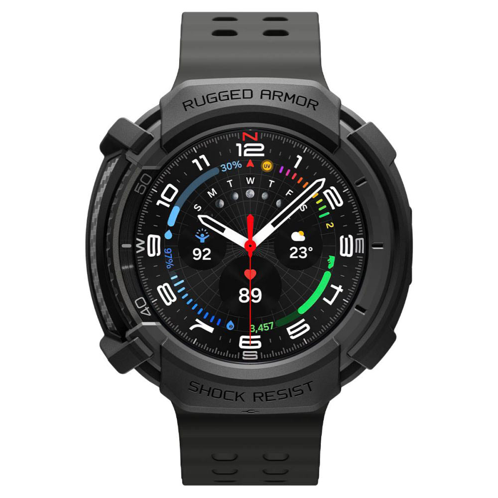 Spigen Rugged Armor Hülle für Samsung Galaxy Watch8 Classic, Mattschwarz ACS10012