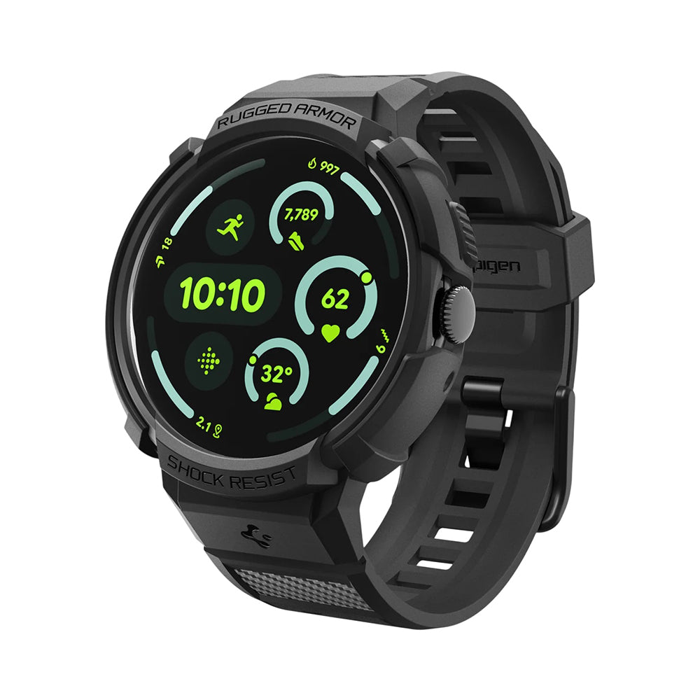 Spigen Rugged Armor Pro Hülle für Google Pixel Watch 41mm Serie, Schwarz ACS09484